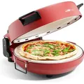 Clatronic® Pizzaofen | Ofen 350°C f. italienische Steinofen Pizza zu Hause | Pizza in unter 5 min.| inkl. Pizzastein Ø32cm und Zubehör | PM 3787 - Rot