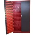 Jet-Line Kleinteileschrank Moldau in Anthrazit-Rot  120 cm Breit Inclusive 340 Stapelboxen