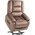 HOMCOM Fernsehsessel mit Aufstehhilfe Polyester Stahl Braun 90L x 93B x 110H cm