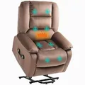 HOMCOM Fernsehsessel mit Aufstehhilfe Elektrisch Relaxsessel mit Liegefunktion Wärmefunktion Massagefunktion Massagesessel mit Fernbedienung Seitentasche Fußteil Taschenfederkern Samtoptik Braun