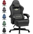 GTPLAYER Gaming Stuhl, Atmungsaktiver Bürostuhl, bürostuhl ergonomisch, Hochwertiger - Stoff, Ergonomischer PC Stuhl, 160° Verstellbare Rückenlehne und ausziehbare Fußstütze, Tragkraft 180 kg, Grau