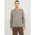 Jack & Jones Rundhalspullover JJELEO aus pflegeleichter Baumwollqualität unifarben, modisch, schmal, Baumwolle, Rundhals beige S (48)