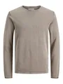 JACK & JONES Herren Strickpullover Rundhals Basic Langarm Sweater Baumwolle Shirt JJEHILL, Crockery, S