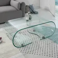 Extravaganter Glas Couchtisch FANTOME 90cm transparent Wohnzimmertisch Glastisch