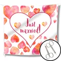 WeddingTree Hochzeitsherz zum Ausschneiden für das Brautpaar und 2 Scheren - Hochzeitsherz zum Ausschneiden Just Married - Laken Hochzeit - Spiel für das Brautpaar - Hochzeitsherz ausschneiden
