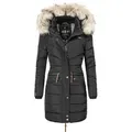 Navahoo Steppmantel Paula stylischer Winter Parka m. edlem Fellimitat schwarz XL (42)