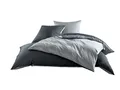 Bettwaesche-mit-Stil Mako Satin Baumwollsatin Wende Bettwäsche Garnitur - viele Farben und Größen (grau - anthrazit, 1x 240x220 + 2X 80x80 cm)