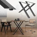 ECD Germany 2x Tischkufen X-Design, 60x72 cm, Anthrazit, pulverbeschichtete Stahl, Industriedesign, Metall Tischgestell für Esstisch und Schreibtisch