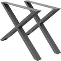 ECD Germany 2x Tischbeine X-Design X-Form 60 x 72 cm Anthrazit Industriedesign