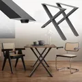 ECD Germany 2x Tischkufen X-Design, 60x72 cm, Anthrazit, pulverbeschichtete Stahl, Industriedesign, Metall Tischgestell für Esstisch und Schreibtisch - Schwarz