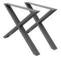 ECD Germany Tischbein 2x Tischbeine X-Design aus pulverbeschichtetem Stahl Industriedesign, Tischgestell Kreuzgestell 60x72 cm Metall Tischkufen Möbelfüße