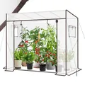 Sekey Gewächshaus Tomatengewächshaus 200x170x77 cm, Begehbarers Tomaten Gewächshaus Foliengewächshaus Balkon Outdoor - Stabil, Winterfest, UV-Beständig, Weiß