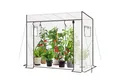 Sekey Gewächshaus Schrägdach Foliengewächshaus Tomatenhaus Begehbares Tomatengewächshaus, 200x77x146/169cm, 140g/m² PE Plane Wasserdicht Wetterfest Pflanzenhaus
