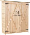 COSTWAY Gartenschrank Holz mit Satteldach, Gerätehaus, Geräteschuppen 140x50x162cm