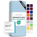Jacobson Jersey Spannbettlaken Spannbetttuch Baumwolle Bettlaken (Topper 120-130x200 cm, Hellblau)