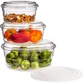 Mikrowellenschüsselset Centric GP, 3-teilig mit Glas- und Kunststoffdeckel - Transparent