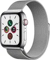 Apple Watch Series 5 44 mm Edelstahlgehäuse silber am Milanaise Armband silber [