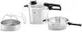 Fissler Schnellkochtopf Vitavit® Premium Dampfkochtopf Set Edelstahl Made in Germany, Edelstahl 18/10 (4-tlg), Verriegelungsanzeige, Einstellbares Abdampfen, Einstellbare Kochstufen
