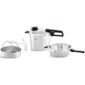 Fissler Schnellkochtopf-Set Vitavit Premium 4-teilig – 6 L & Schnellbratpfanne 2,5 L, Induktion, inkl. Einsatz - Silber