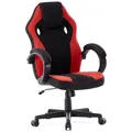SENSE7 Gaming Stuhl Prism, ergonomischer Gaming Sessel, Gaming Chair mit Wippfunktion, Gepolsterte Armlehnen, Stoff Bürostuhl bis 120kg, PC Stuhl Schwarz-Rot