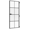 vidaXL Innentür Schlank Schwarz 83x201,5 cm Hartglas & Aluminium