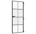 vidaXL Haustür Innentür Schlank Schwarz 83x201,5 cm Hartglas & Aluminium (1-St)