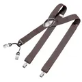 DonDon Hosenträger Herren extra stark dunkelbraun 3,5 cm Hosenträger Herren breit mit brauem Leder in Y-Form lang - Starke Clips passend für Anzug Jeans Chinos Vintage Rockabilly Suspenders