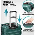 MONZANA® 4tlg Kofferset Schloss Wäsche Organizer Kofferwaage Gurt Gel-Griffe Zwillingsrollen Standfüße Trolley Reisekoffer Hartschalen Koffer S... - Grün