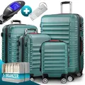 Hartschalenkoffer Set 4-tlg mit Zubehör Rollen 360o Grün ABS