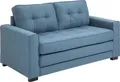 HOMCOM Schlafsofa Klappsofa 2-Sitzer Stoffsofa Bettsofa Sofa mit Schlaffunktion Sofagarnitur Leinen-Touch Gummiholz Blau 147,5 x 75 x 85 cm