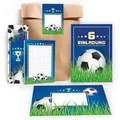 LIMONIA Einladungskarten Fußball zum 6. Geburtstag Einladungen Karten mit Umschlägen Mitgebsel, Mitbringsel Set Fussball Gastgeschenke zum sechsten Kindergeburtstag