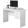 WOLTU Schreibtisch 3 Schubladen Computertisch Bürotisch PC Tisch 120x60cm Weiß