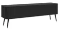 Selsey TV Schrank Lowboard Board Sideboard Fernsehtisch Fernsehschrank 163 cm 3 Türen Gerillt Schwarze Beine Schwarz Ovarlo