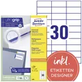 Avery-Zweckform 3489 Universal-Etiketten 70 x 29.7mm Papier Weiß 3000 St. Permanent haftend Farblaserdrucker, Laserdrucker