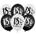Partydeco Luftballon 18th! Birthday Schwarz/Weiss Ø 30 cm, 6 Stück (6x) (SB14P-246-000-6)