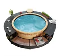 vidaXL Poolleiter NA Whirlpool-Umrandung Rattan Rund Schwarz