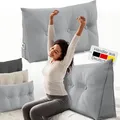 ELONEO Rückenkissen – Keilkissen fürs Bett & Sofa, abnehmbarer Bezug, praktisches Seitenfach
