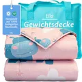 Ella Kinder Gewichtsdecke 3,2 kg 100x150 cm - Therapiedecke, für Stressabbau & Angstzustände, Hypoallergene Glasperlen, weiche & kühlende Baumwoll- Außenschicht, für Kinder von 25-40 kg - Hippo