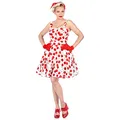 NET TOYS 50er Jahre Rockabilly Kleid mit Kirschen für Frauen | Weiß-Rot in Größe L (42/44) | Außergewöhnliche Damen-Bekleidung Vintage Pin-Up Dress | EIN Highlight für Mottoparty & Themenabend