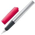 Lamy nexx crimson Füller - Füllhalter mit rutschfestem Griff & polierter Stahlfeder in Strichbreite A - dreieckiges Gehäuse aus Aluminium - inkl. Tintenpatrone T 10 blau - Rechtshänder