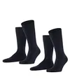 FALKE Herren Socken Happy Double Pack M So Baumwolle einfarbig 2 Paar, Blau Dark Navy 6375, 47-50
