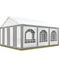 TOOLPORT Hochwertiges Partyzelt 4x6 m Pavillon Zelt PE Plane 450 N Gartenzelt Festzelt Bierzelt Wasserdicht grau-weiß