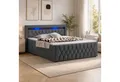 Juskys Polsterbett Leona, 180x200 cm, Boxspringbett-Optik, Samt-Bezug, LED-Licht, H4 Matratze