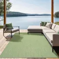 the carpet Mistra – Outdoor Teppich, Wetterfest, UV-beständig & pflegeleicht, für Balkon, Terrasse & Garten, auch für Wohnzimmer & Schlafzimmer geeignet, Grün, 80 x 200 cm