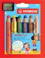 STABILO® WOODY MULTITALENT-STIFT 3 IN 1 ETUI MIT 6 STIFTEN + ANSPITZER  NEU OVP