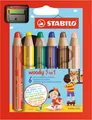 STABILO Multi. stift woody 3 in 1 Buntstift/Wachsmalkreide/Wassermalfarbe, 6er
