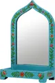 Marrakesch Schminkspiegel mit Aufbewahrungsbox für den Schminktisch aus Holz 38cm | Vintage Standspiegel klein Akriti -2- | Orientalische Make Up Spiegel Kosmetikspiegel mit Organizer als Zimmer Deko