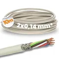 10 Meter Lapp 0034302 LiYCY geschirmte Steuerleitung 2x0,14 mm² I PVC Datenleitung grau I LED Verbindungsleitung I Steuerkabel 2 adrig für Schaltschränke