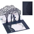 AIYONG Pop Up Karte Hochzeit, Karte zum Valentinstag, Pop-Up Karte Valentinstag, mit Blau Umschlag, Valentinstag Karte, Glückwunschkarte zur Hochzeit, Hochzeitsgeschenk, Hochzeitseinladung