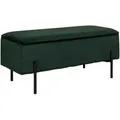 Mid.you Garderobenbank Watford, Dunkelgrün, Metall, Uni, 2-Sitzer, Füllung: Polyetherschaumkern, 95x43x36.5 cm, Truhe im Sitz, Garderobe, Garderobenbänke